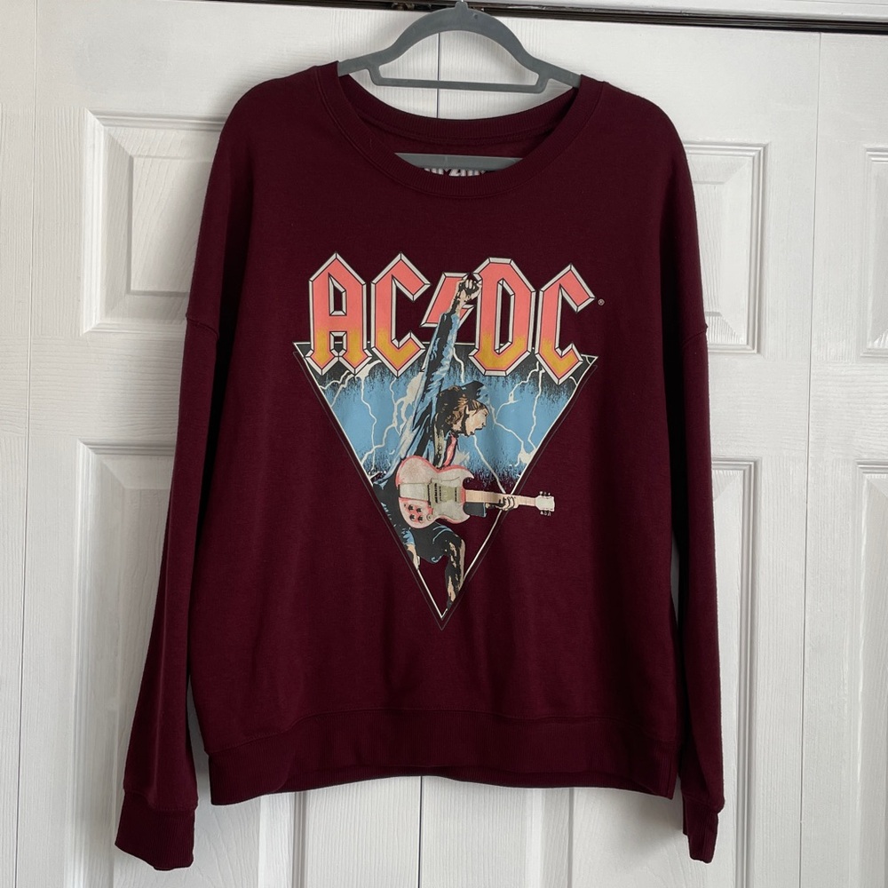 AC/DC size XL Burgundy Crewneck sweatshirt. EUC